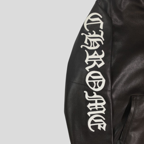 Chrome Hearts Leather Zip Up Hoodie coat jackets in Black men's MED