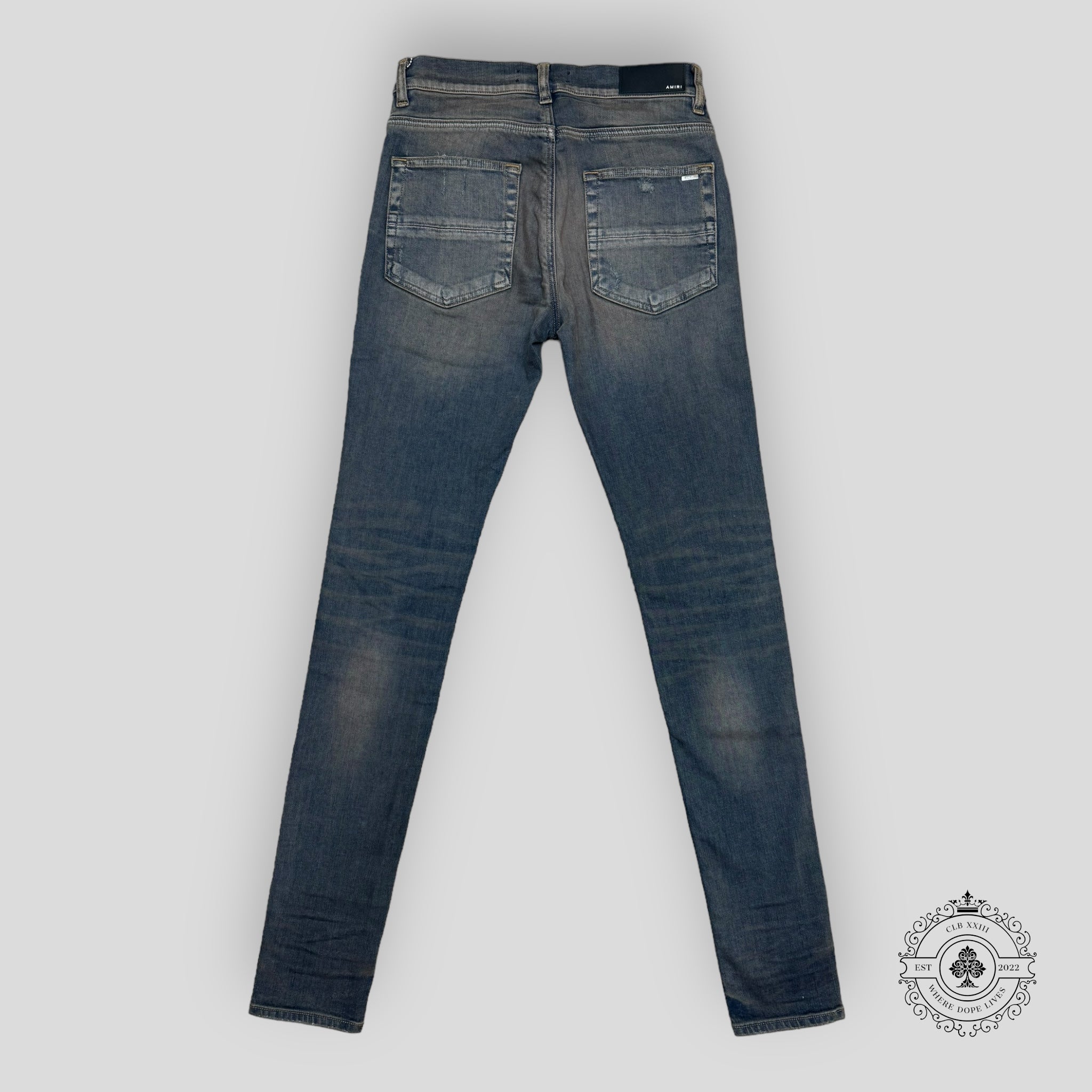 Amiri MX1 Plaid Patch Blue Jeans in Dark Indigo