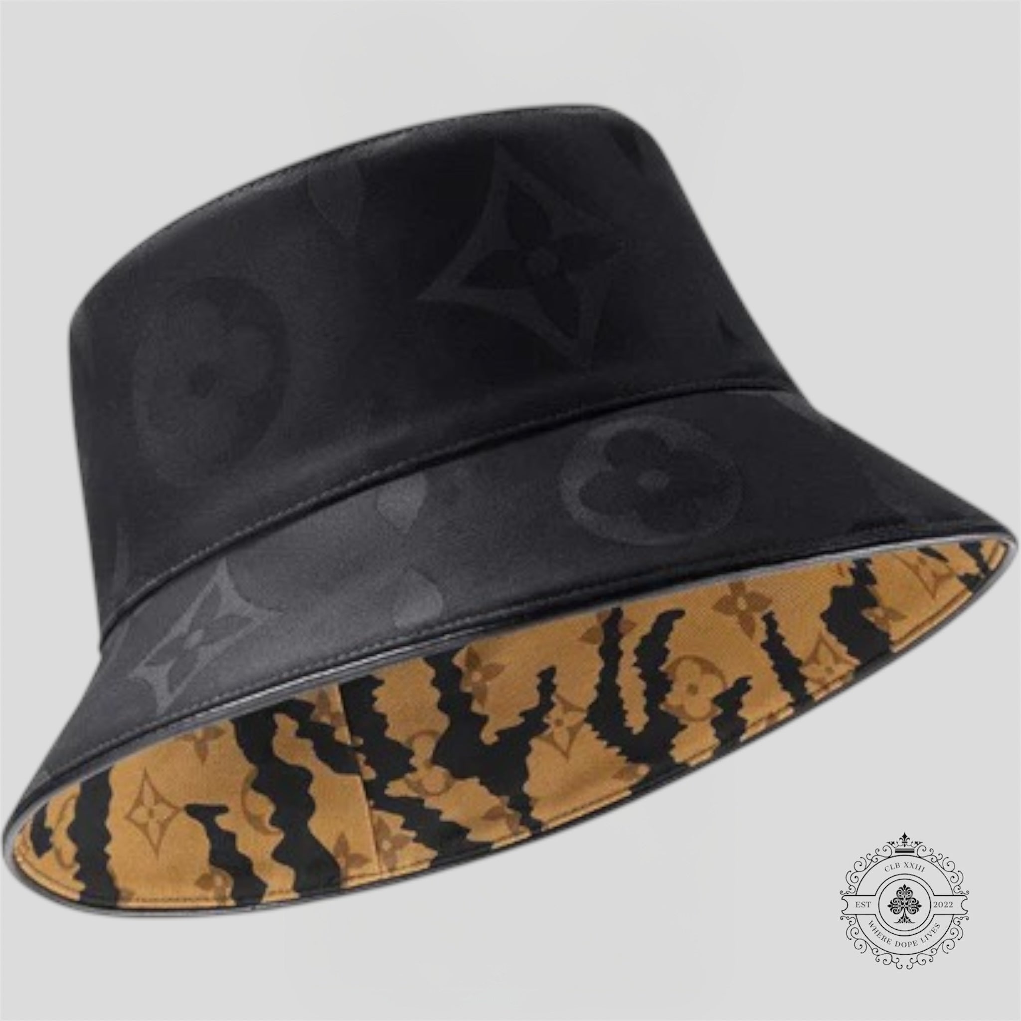 Louis Vuitton Tigergram Reversible Bucket Hat black men's unisex