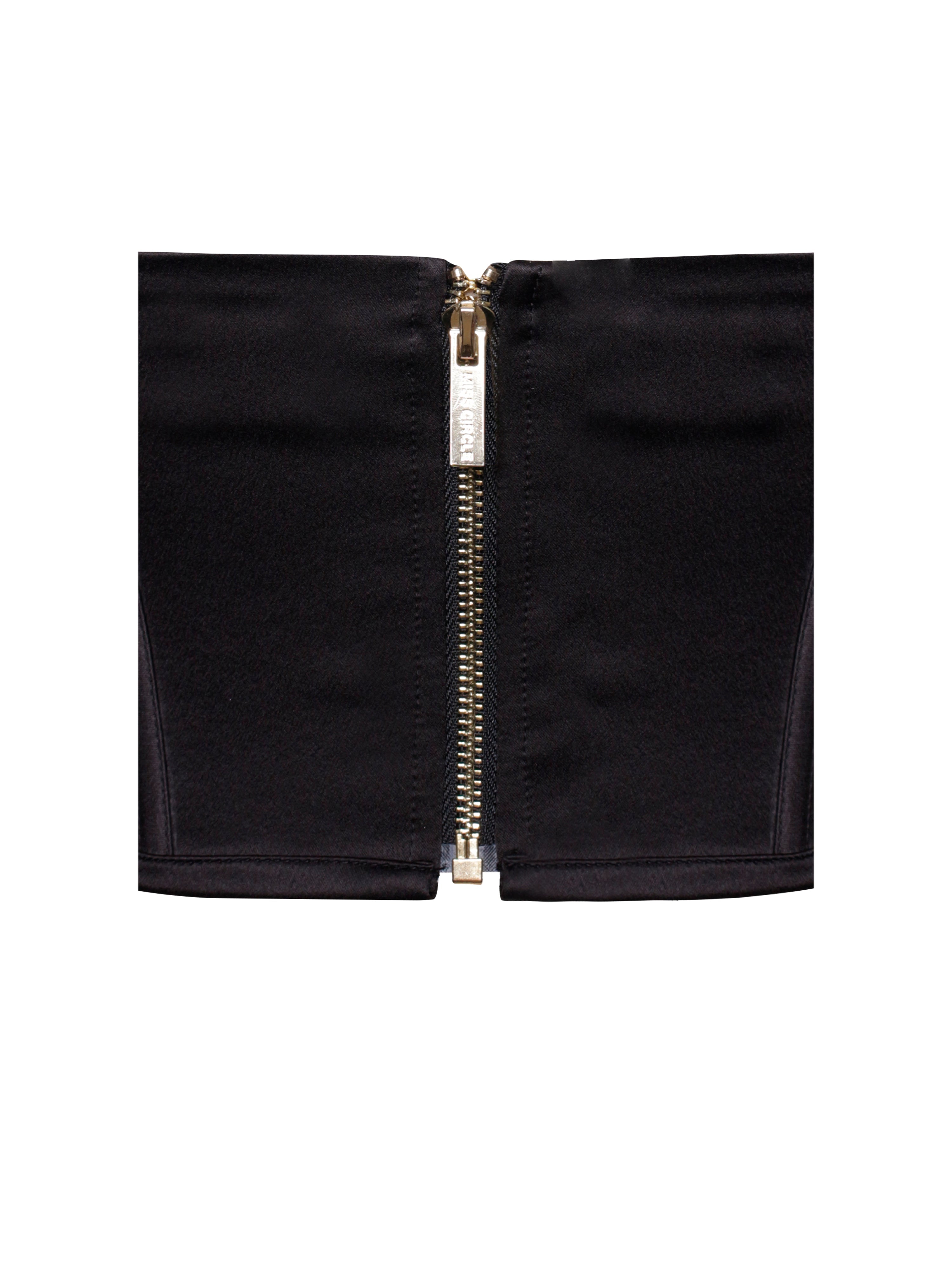 Pixie Black Mesh Sleeves Halter Boned Corset Satin Top Club Cocktail