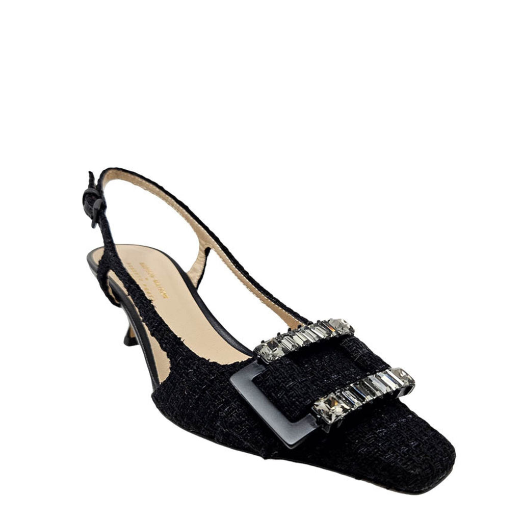 Atena Black Kitten Heel Slingback Madison Maison Beverly Hills
