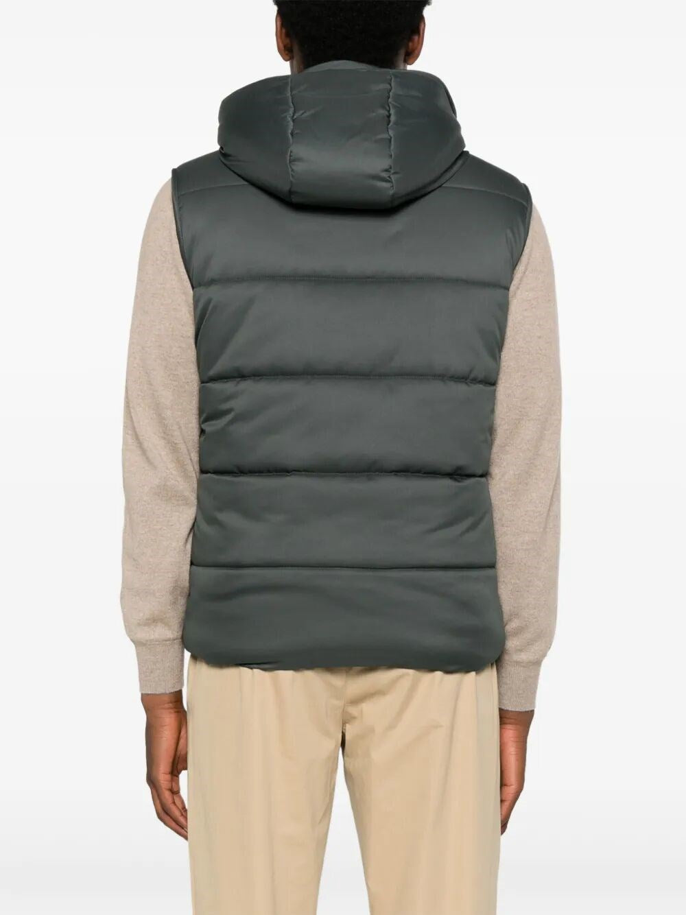 Kiton Men's dark grayish green Vest hoodie hooded