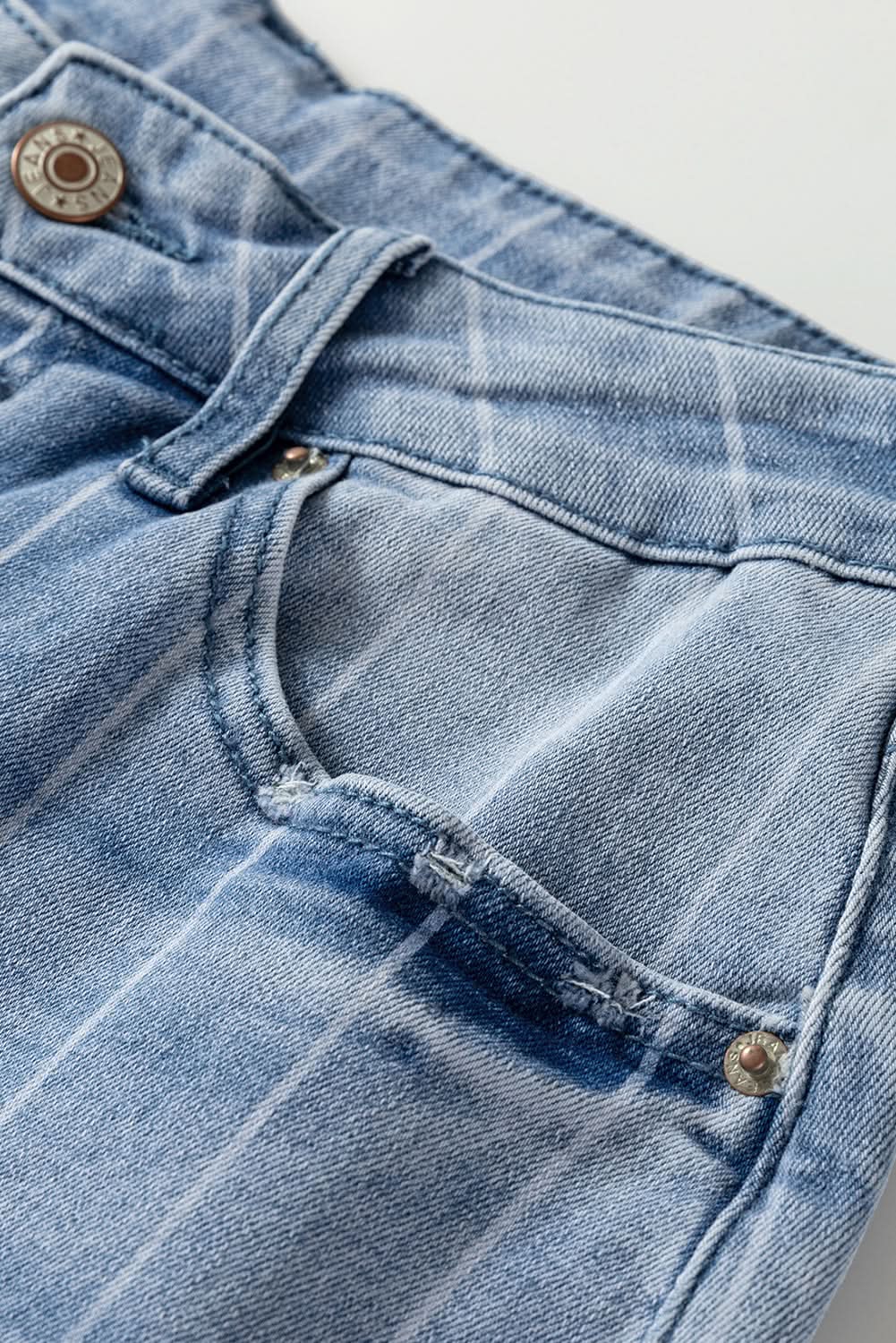 Beau Blue Wide Leg Jeans With Multiple Button Fly Details Denim