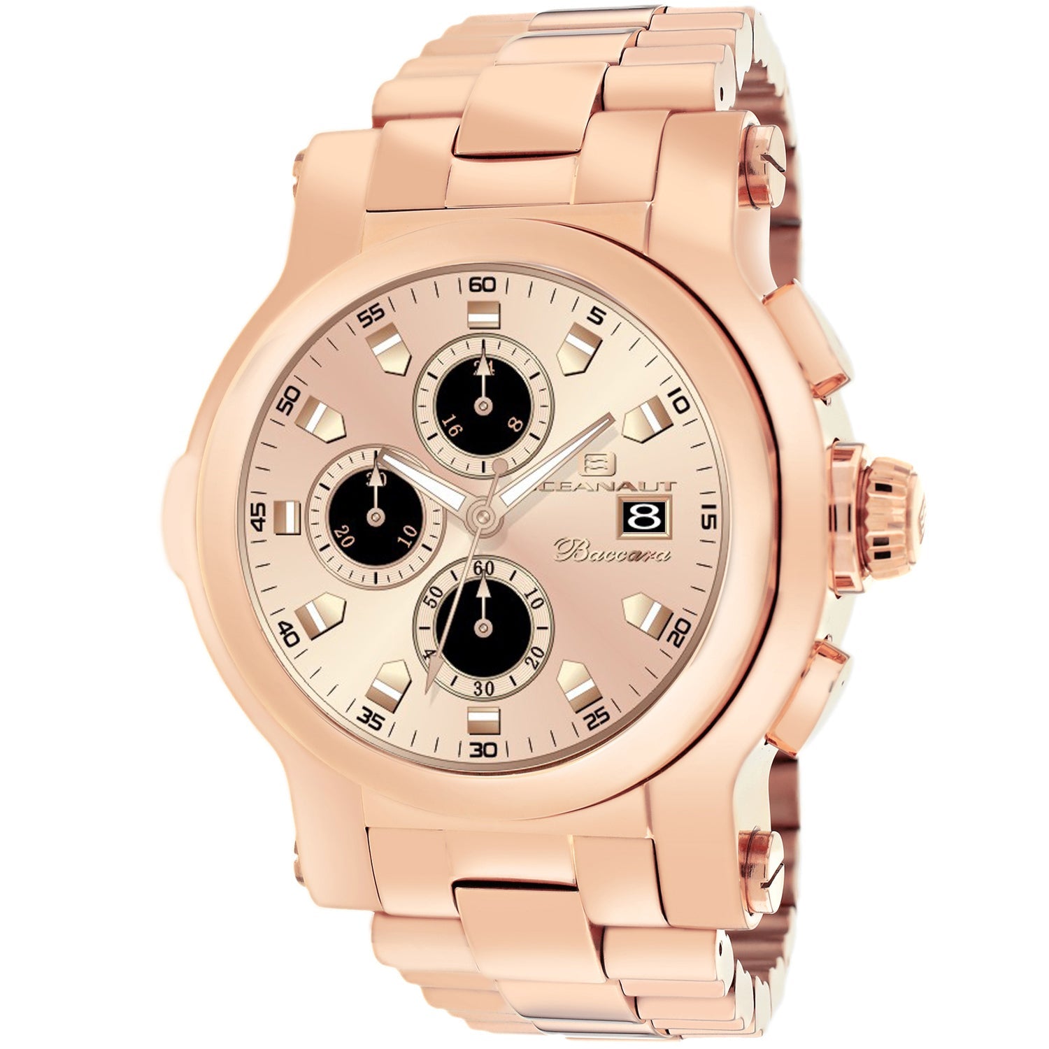 Oceanaut Men's Baccara watch XL Rose Gold Water Resistant