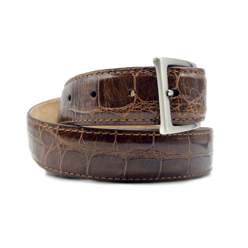 70-100-CGN genuine ALLIGATOR Belt, Cognac men's