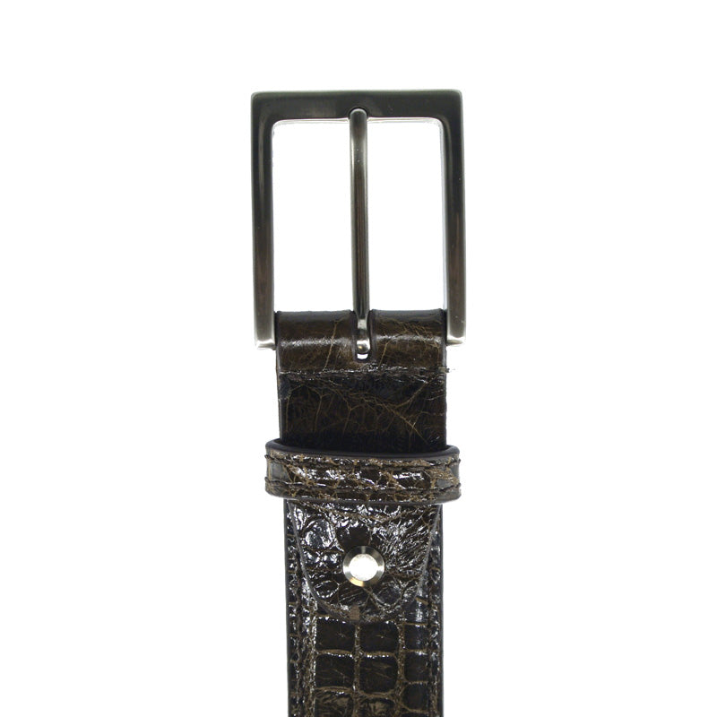 70-100-NIC genuine ALLIGATOR Belt, dark brown Nicotine men's dress casual