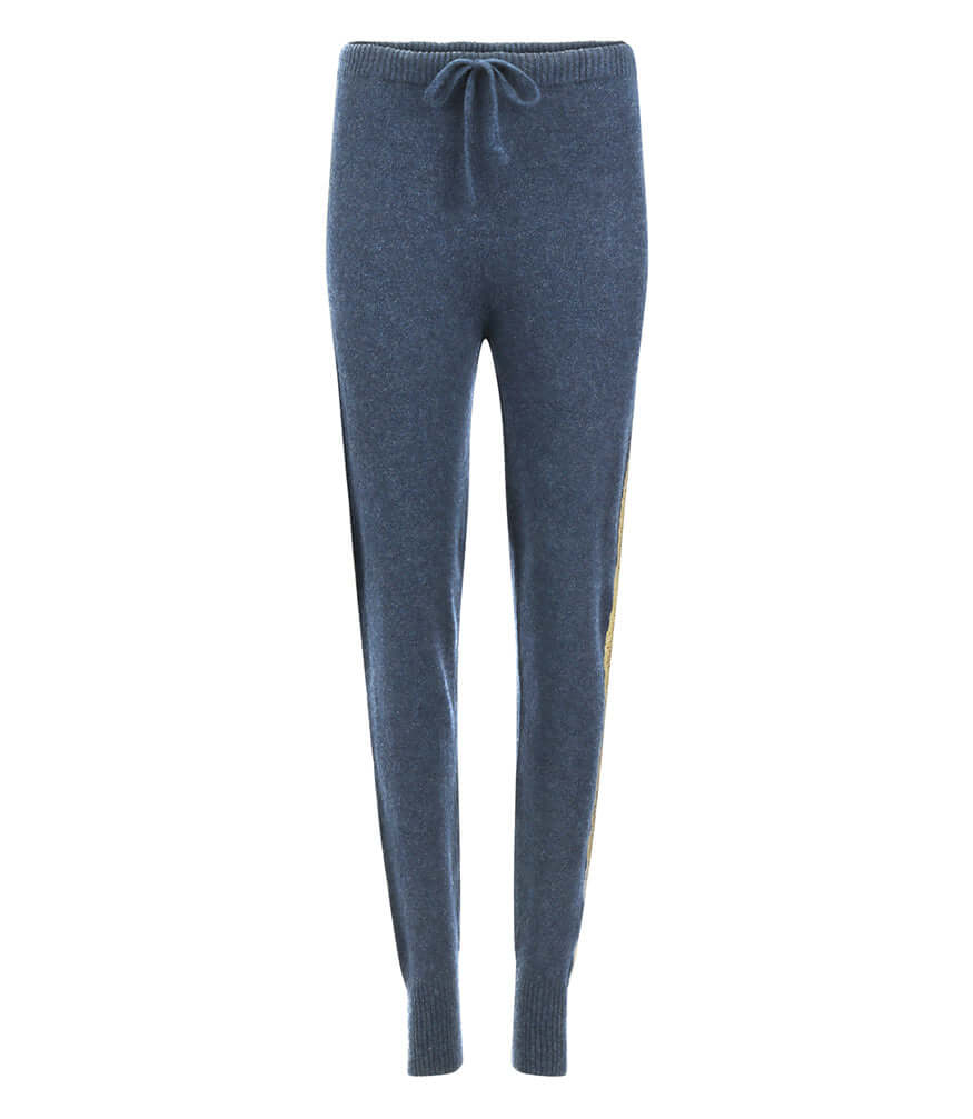 Denim 100% Cashmere Sweat Pants W/ Gold Laminated Bands joggers Madison Maison Italy
