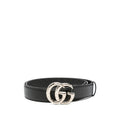 Gucci Black Belts Ladies leather GG black silver