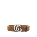 Gucci Brown Belt Men's GG buckle suede leather