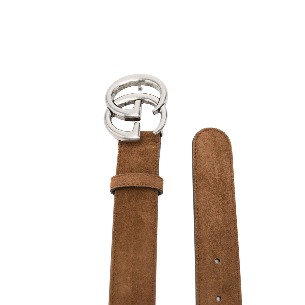 Gucci Brown Belt Men's GG buckle suede leather