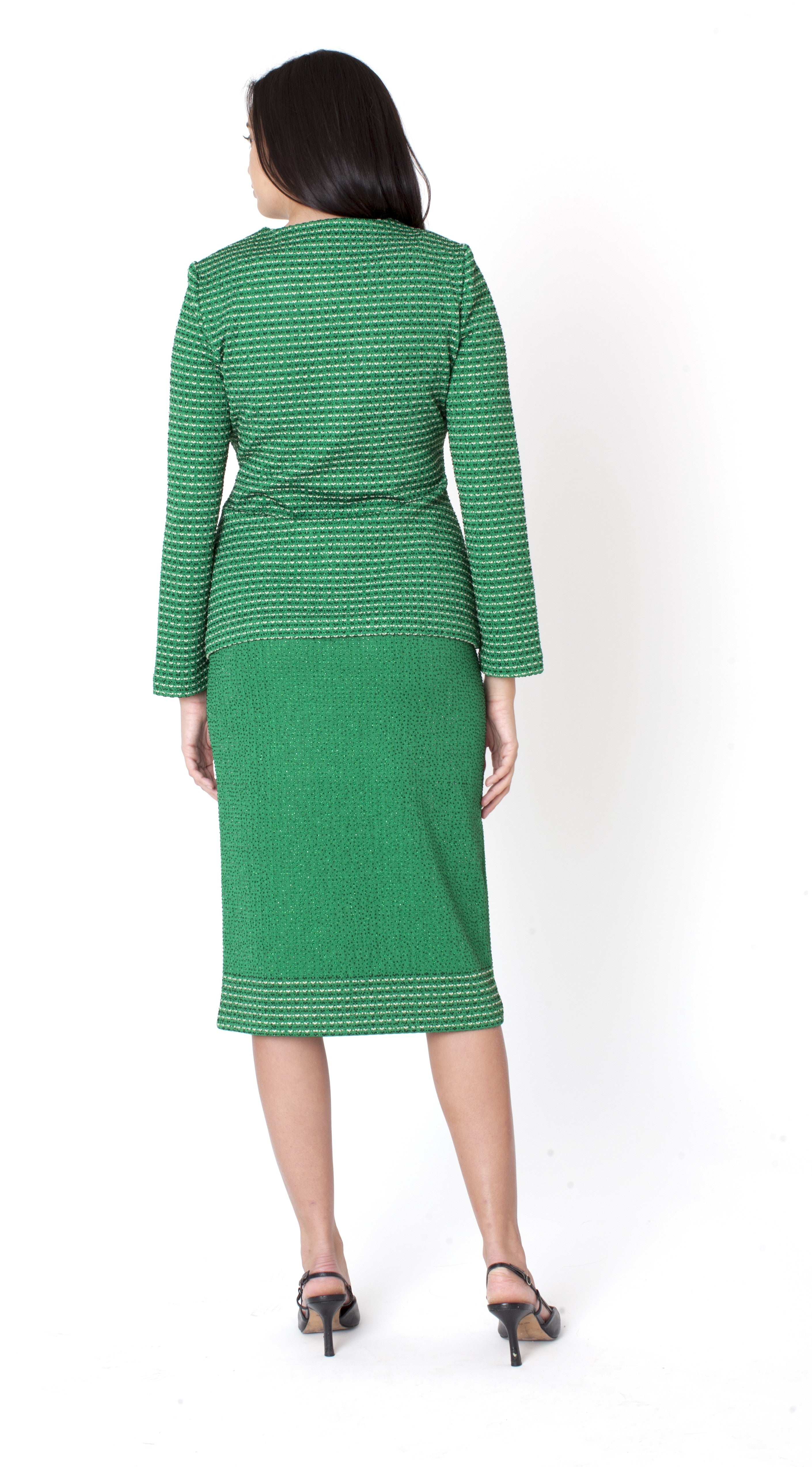 Green Textured Knit Skirt Suit - 7325 Tally Taylor church career business