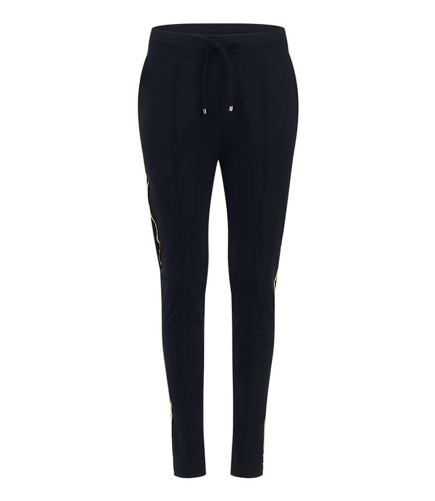 Black W/ Gold Stripe Sweatpants Italy Cotton Madison Maison
