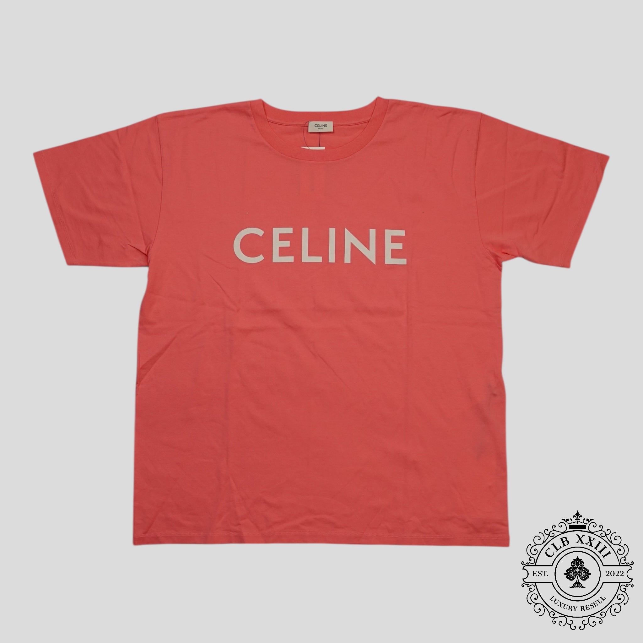 Celine Homme Logo Tee in Pink salmon XL men's unisex