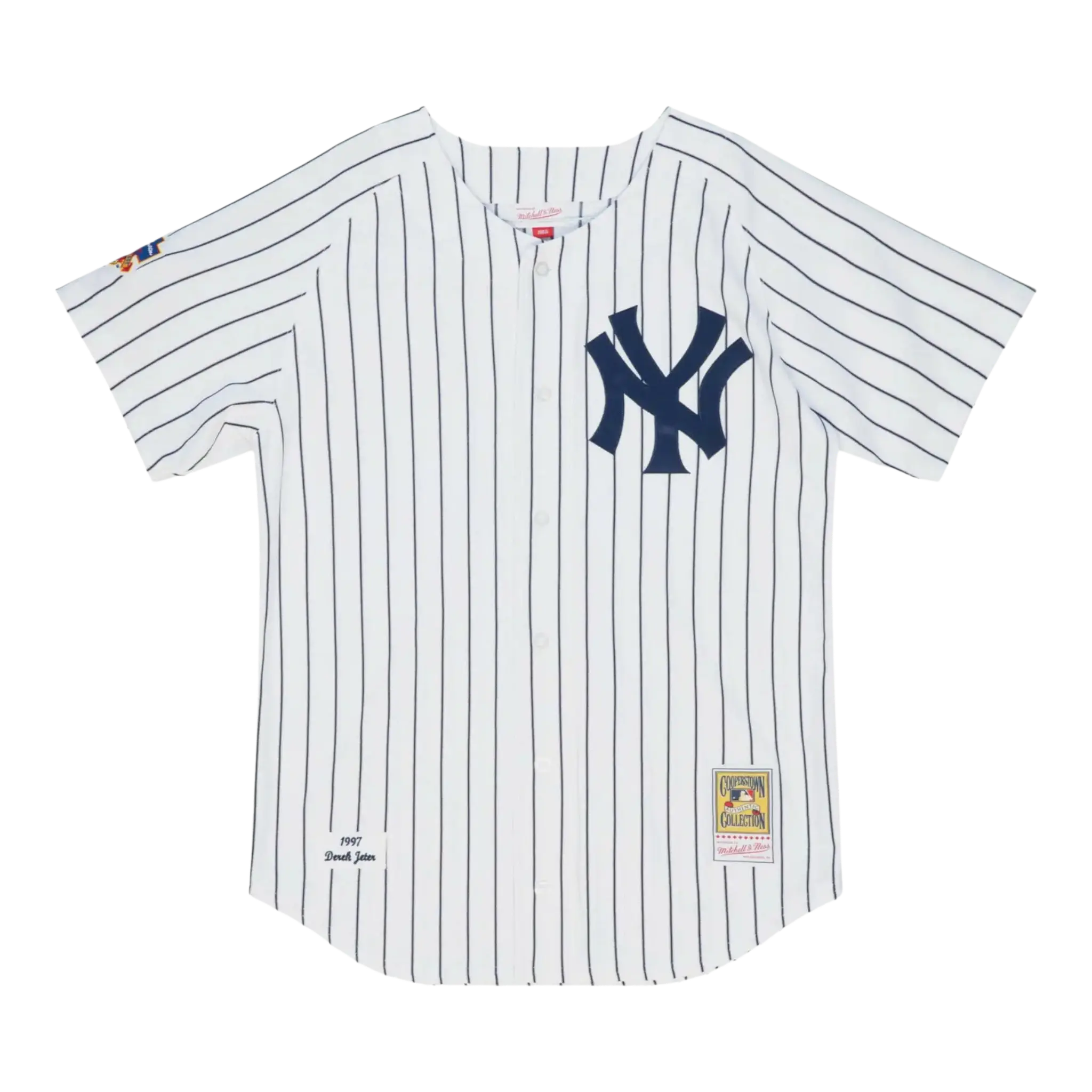 Mitchell & Ness Authentic New York Yankees 1997 Derek Jeter Men's Baseball Jersey White/Navy Pinstripe