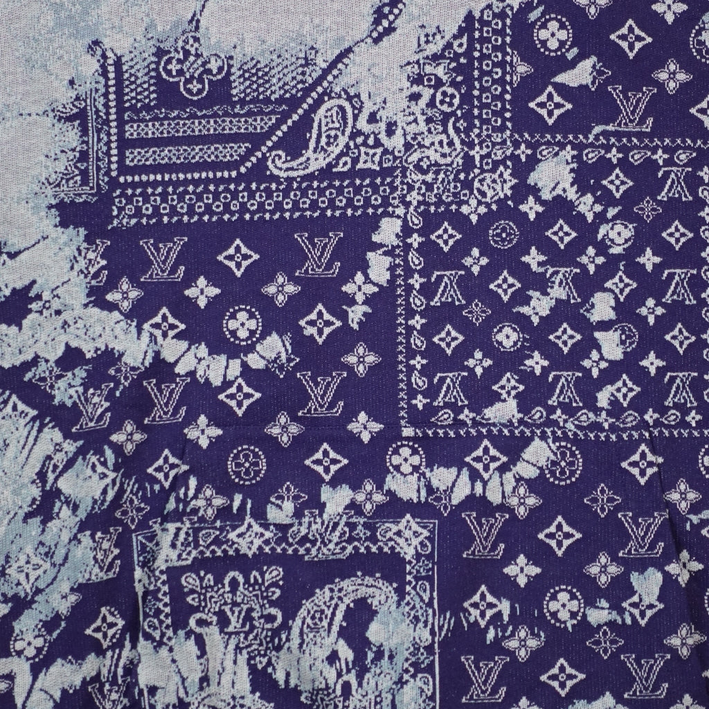 Louis Vuitton Monogram Bandana Short Sleeve Hoodie in Blue shirt men's XXL 2XL