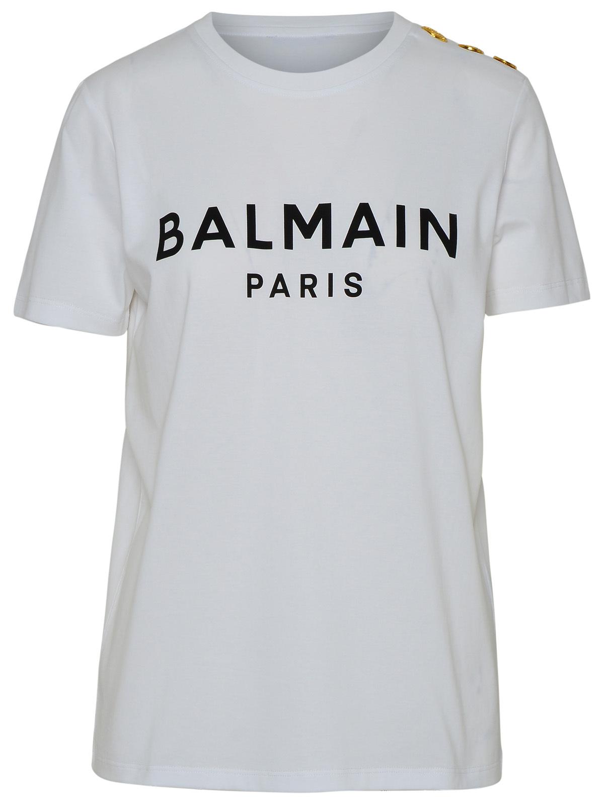 Balmain Paris White Cotton T-Shirt ladies tee white black