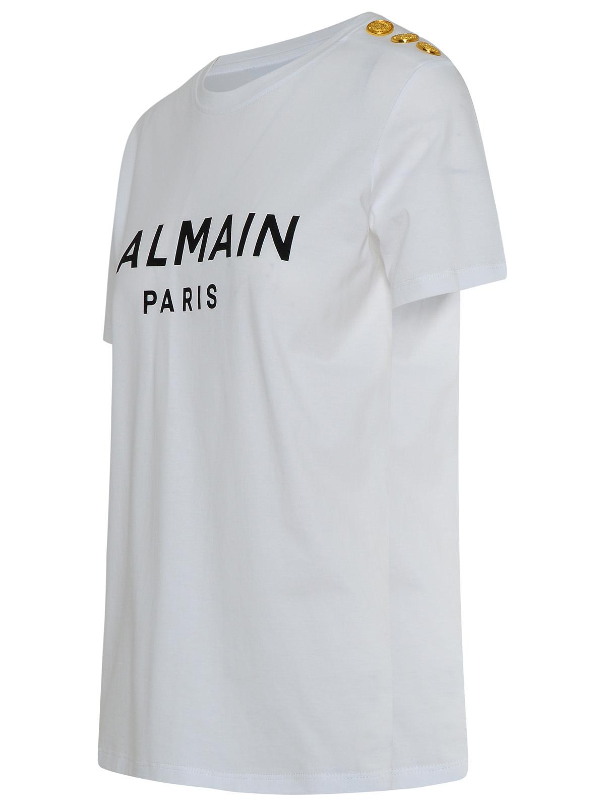 Balmain Paris White Cotton T-Shirt ladies tee white black