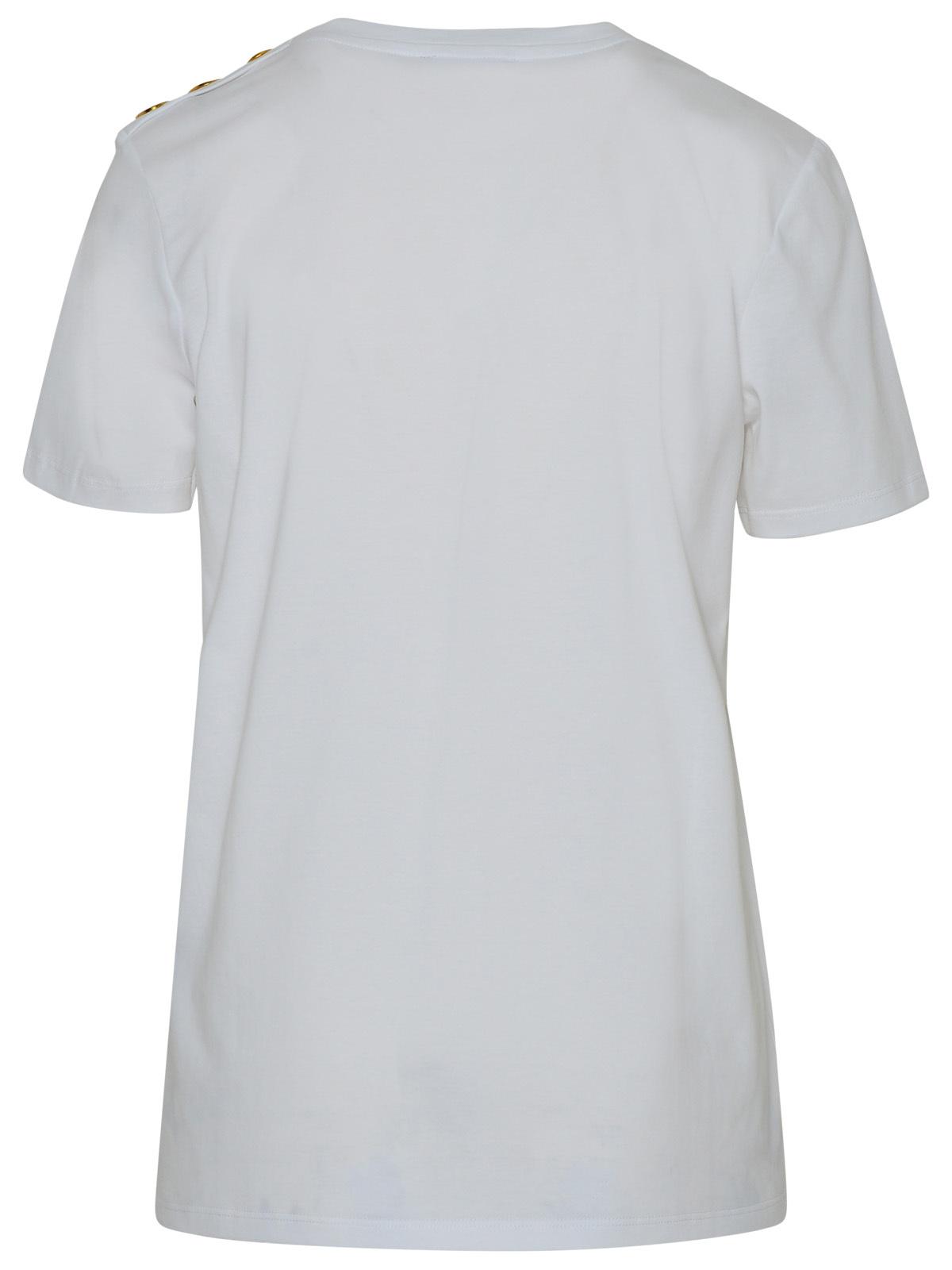 Balmain Paris White Cotton T-Shirt ladies tee white black