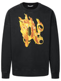 Palm Angels 'Burning' Black Cotton Sweatshirt Men's pullover