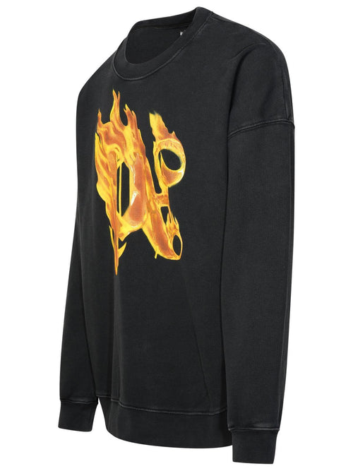 Palm Angels 'Burning' Black Cotton Sweatshirt Men's pullover