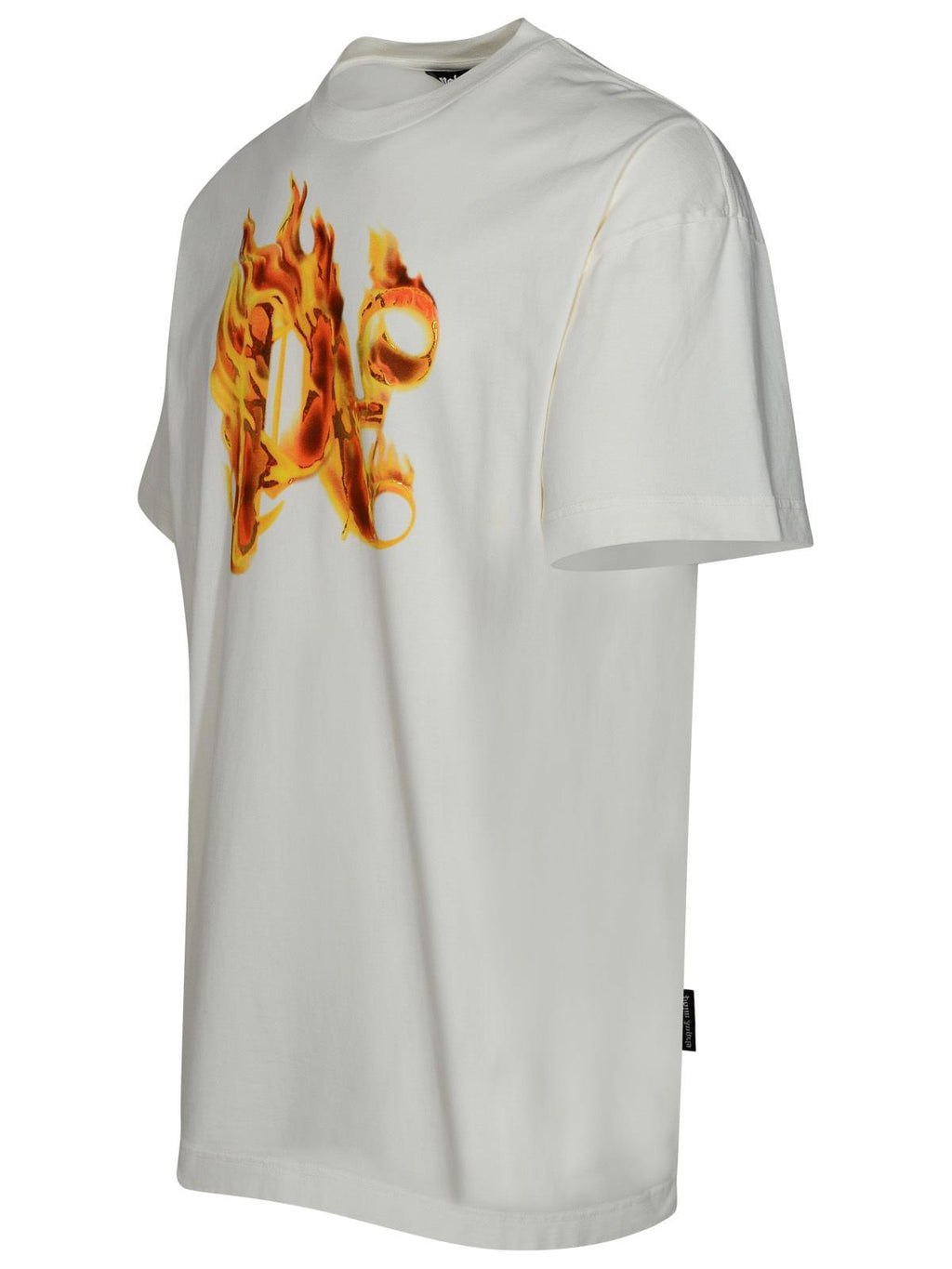 Palm Angels 'Burning Monogram' White Cotton T-Shirt Men's tee