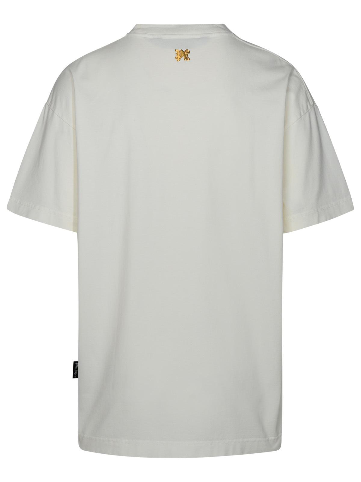 Palm Angels 'Burning Monogram' White Cotton T-Shirt Men's tee