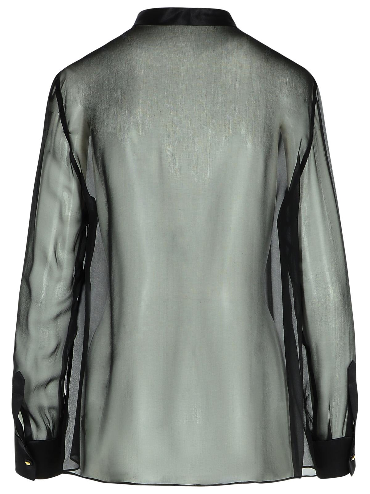Dolce & Gabbana Black Silk sheer Blouse Shirt ladies ribbons pleats dressy DG
