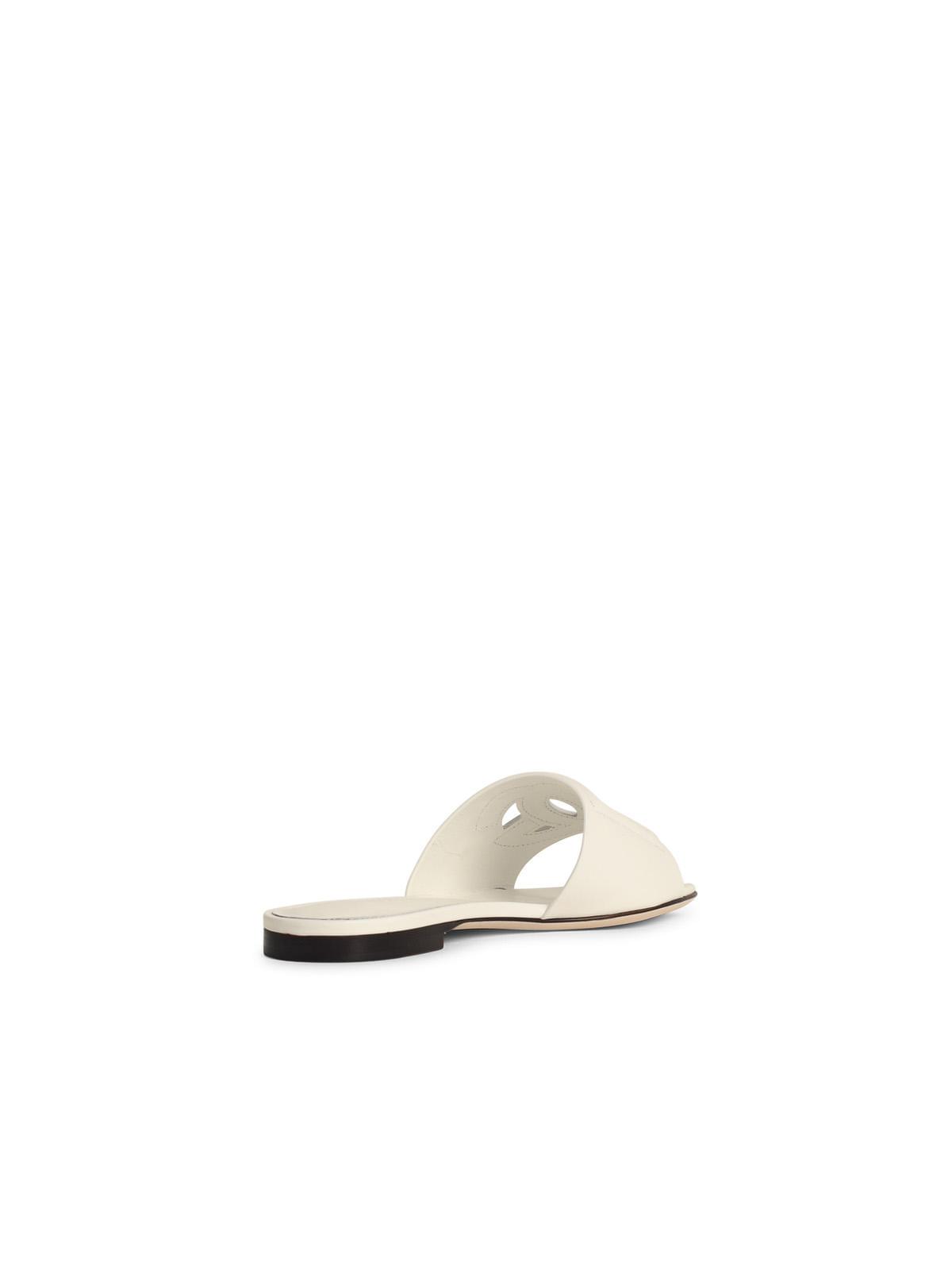 Dolce & Gabbana White Leather Sandals Slides Slippers Shoes Ladies
