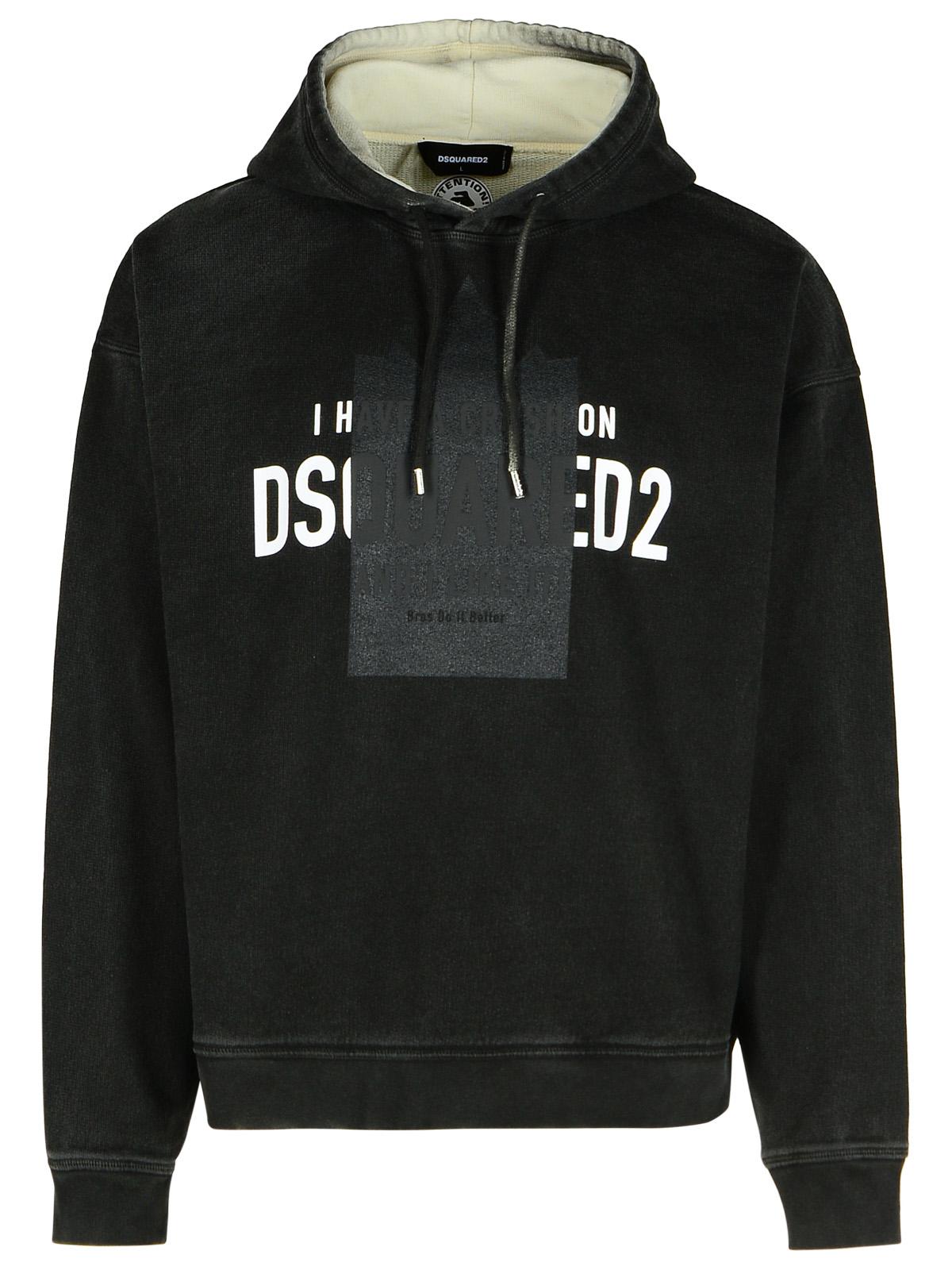 Dsquared2 Black Cotton Sweatshirt Men's Black Pullover sweater