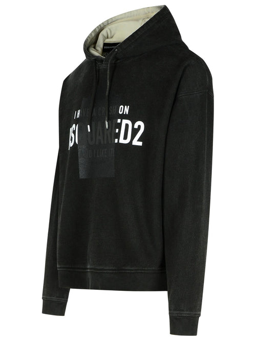 Dsquared2 Black Cotton Sweatshirt Men's Black Pullover sweater