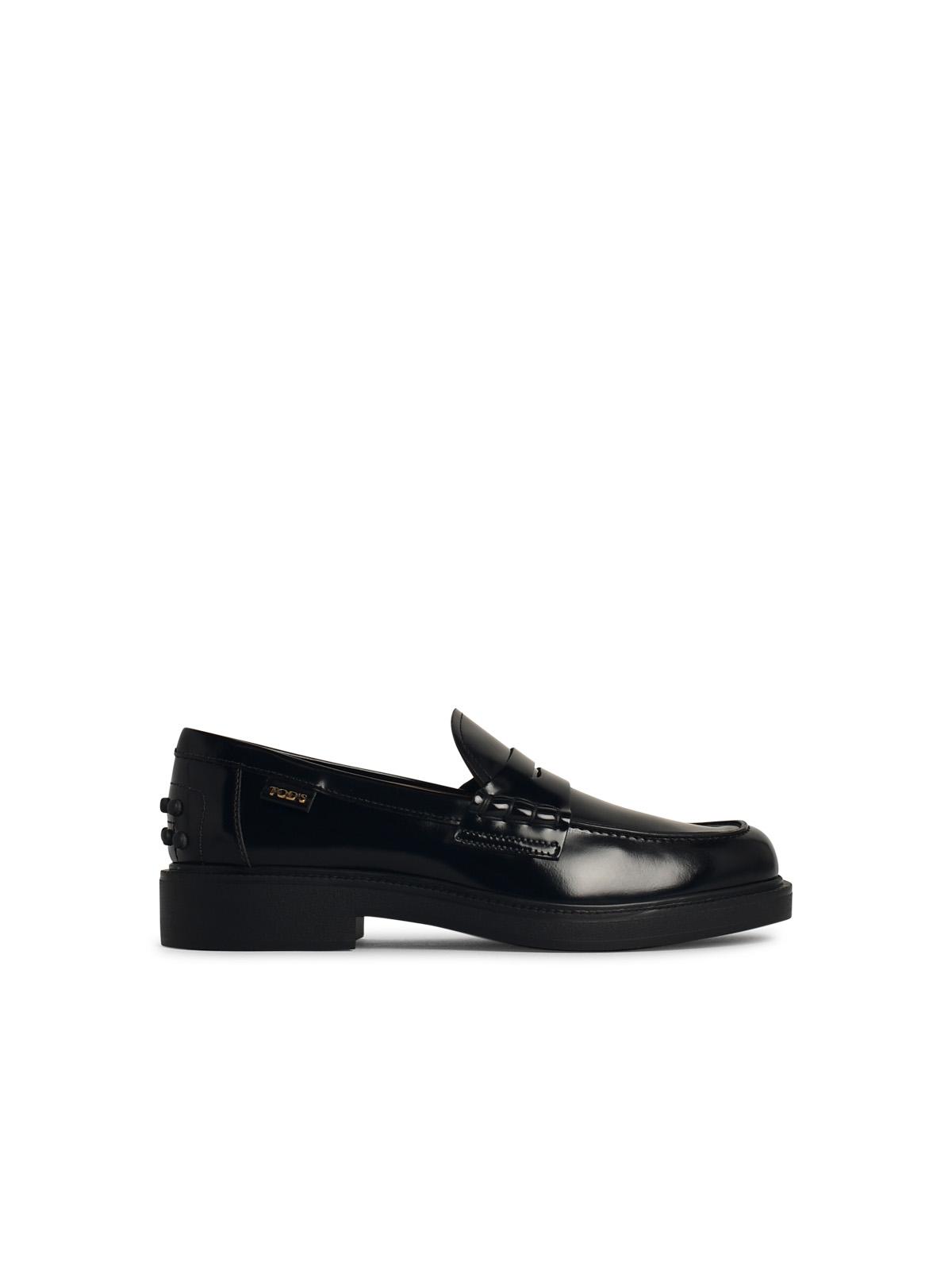 Tod's Black Leather Loafers ladies shoes shiny