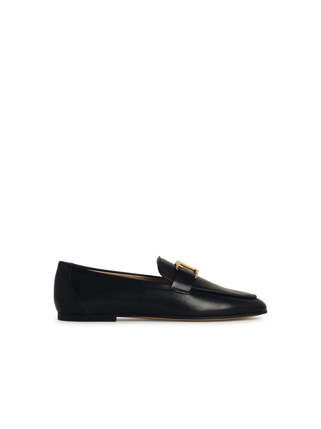 Tod's Black Leather Loafers flats ladies buckle with logo shoes