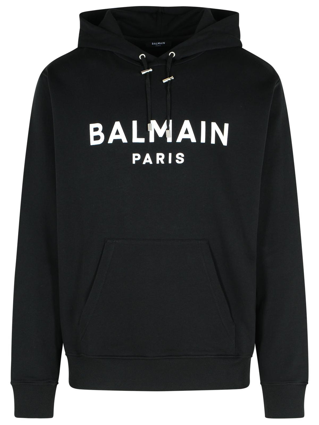 Balmain Paris Black Cotton Sweatshirt Men's Pullover Hoodie