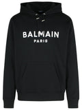 Balmain Paris Black Cotton Sweatshirt Men's Pullover Hoodie