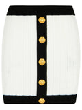 Balmain Paris Mini Skirt Viscose Blend ladies white with black trim ladies