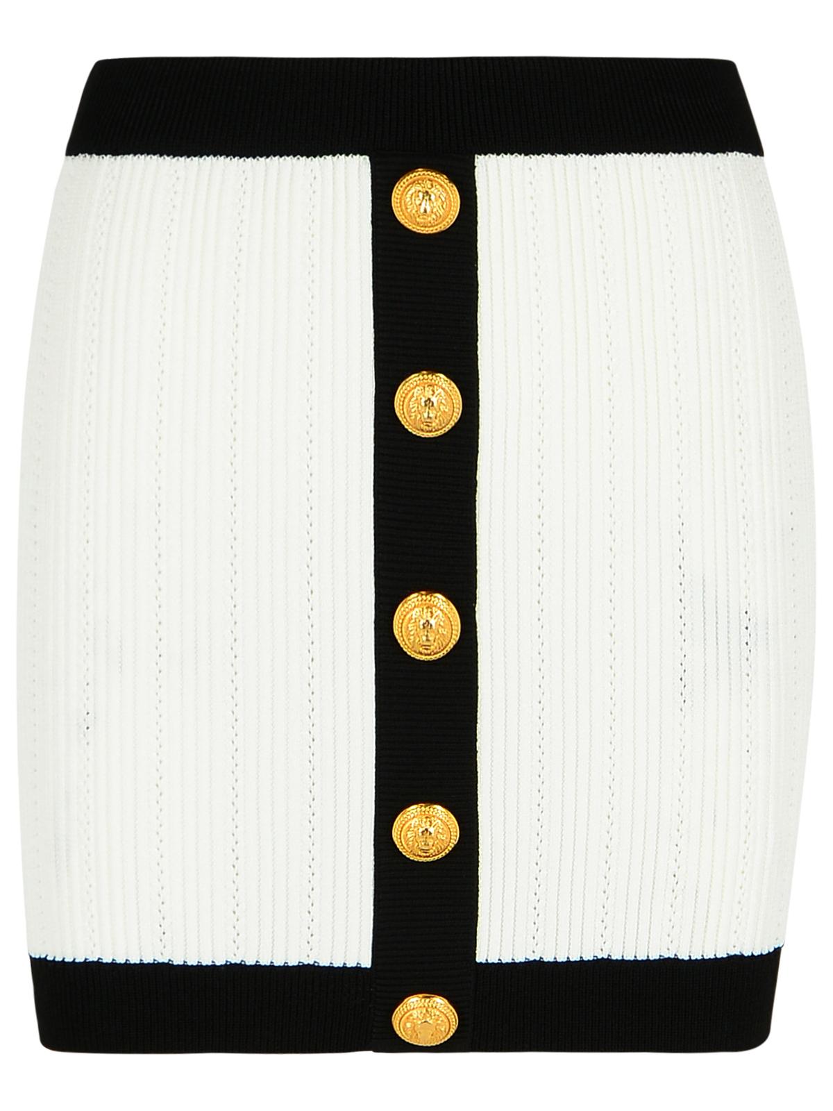 Balmain Paris Mini Skirt Viscose Blend ladies white with black trim ladies