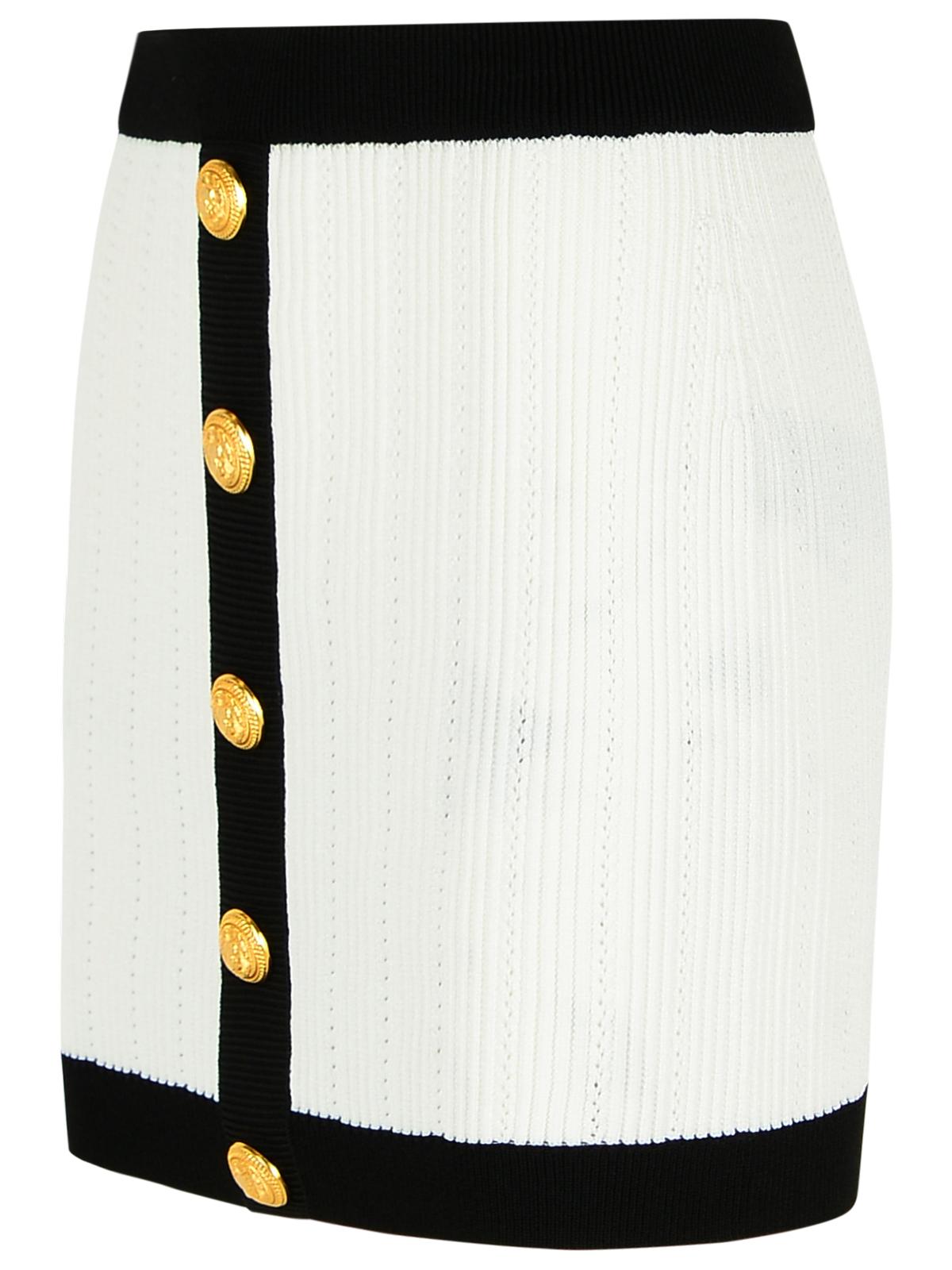 Balmain Paris Mini Skirt Viscose Blend ladies white with black trim ladies