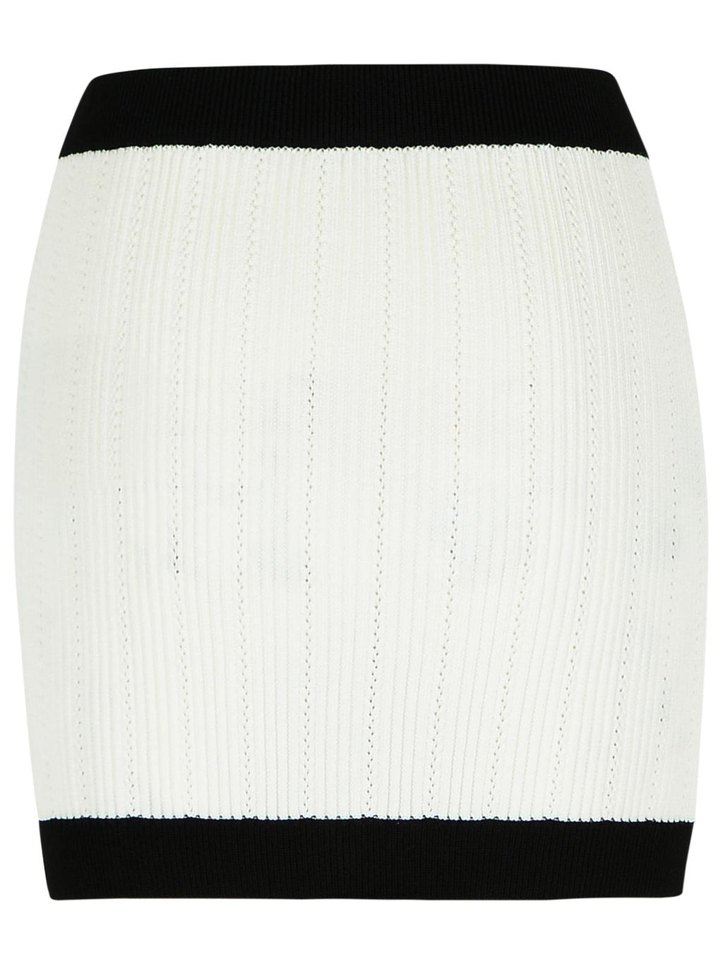 Balmain Paris Mini Skirt Viscose Blend ladies white with black trim ladies