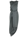 JW Anderson Grey Wool Blend Dress ladies draped silhouette sleeveless
