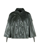 Max Mara 'Tenace' dark Grey Leather Jacket Ladies Cape Coat