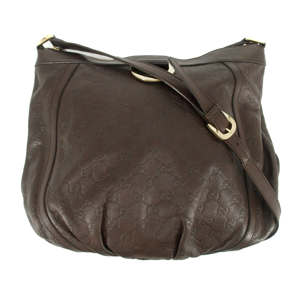 Gucci Brown Abby Guccisima Leather Crossbody Bag #7706 handbag purse