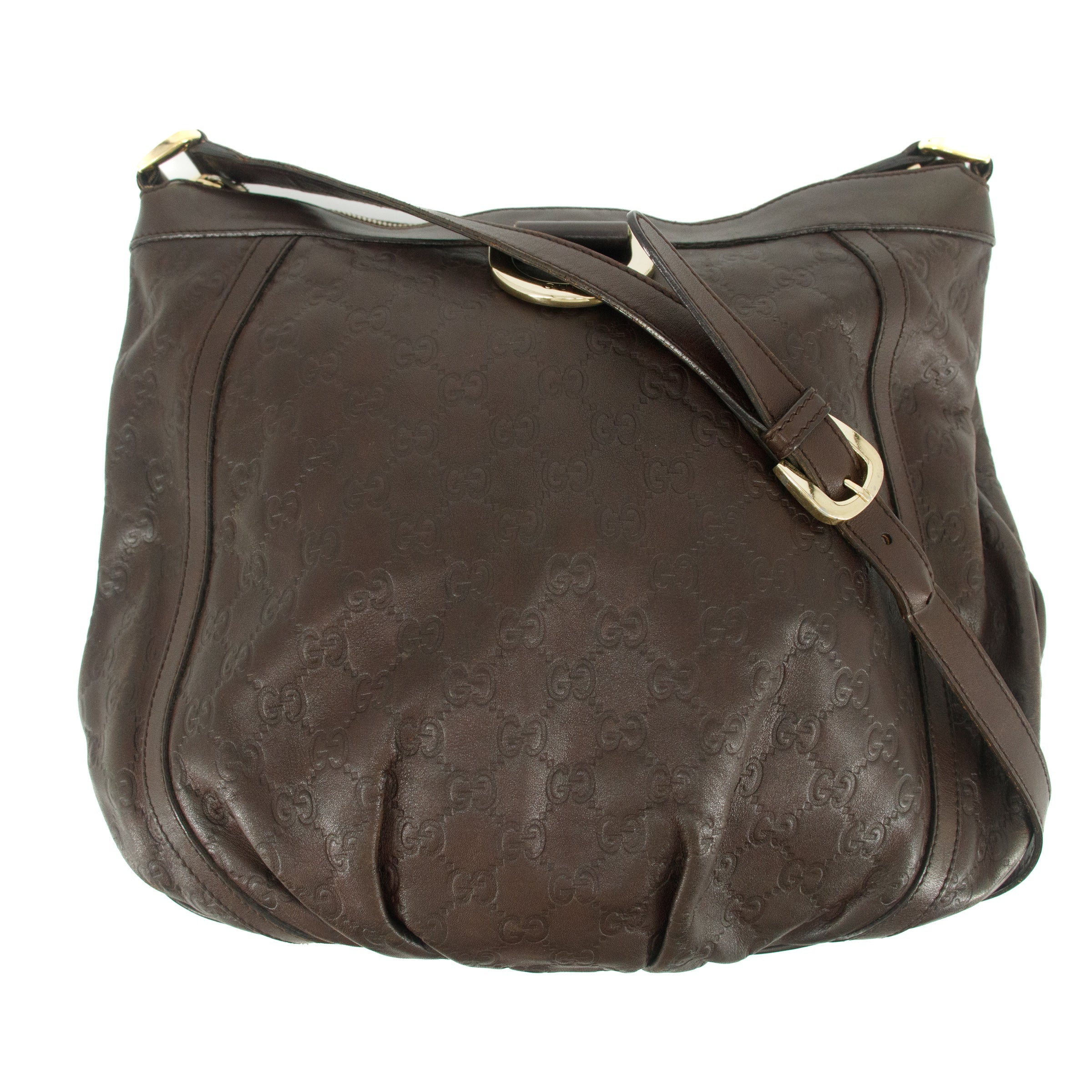 Gucci Brown Abby Guccisima Leather Crossbody Bag #7706 handbag purse