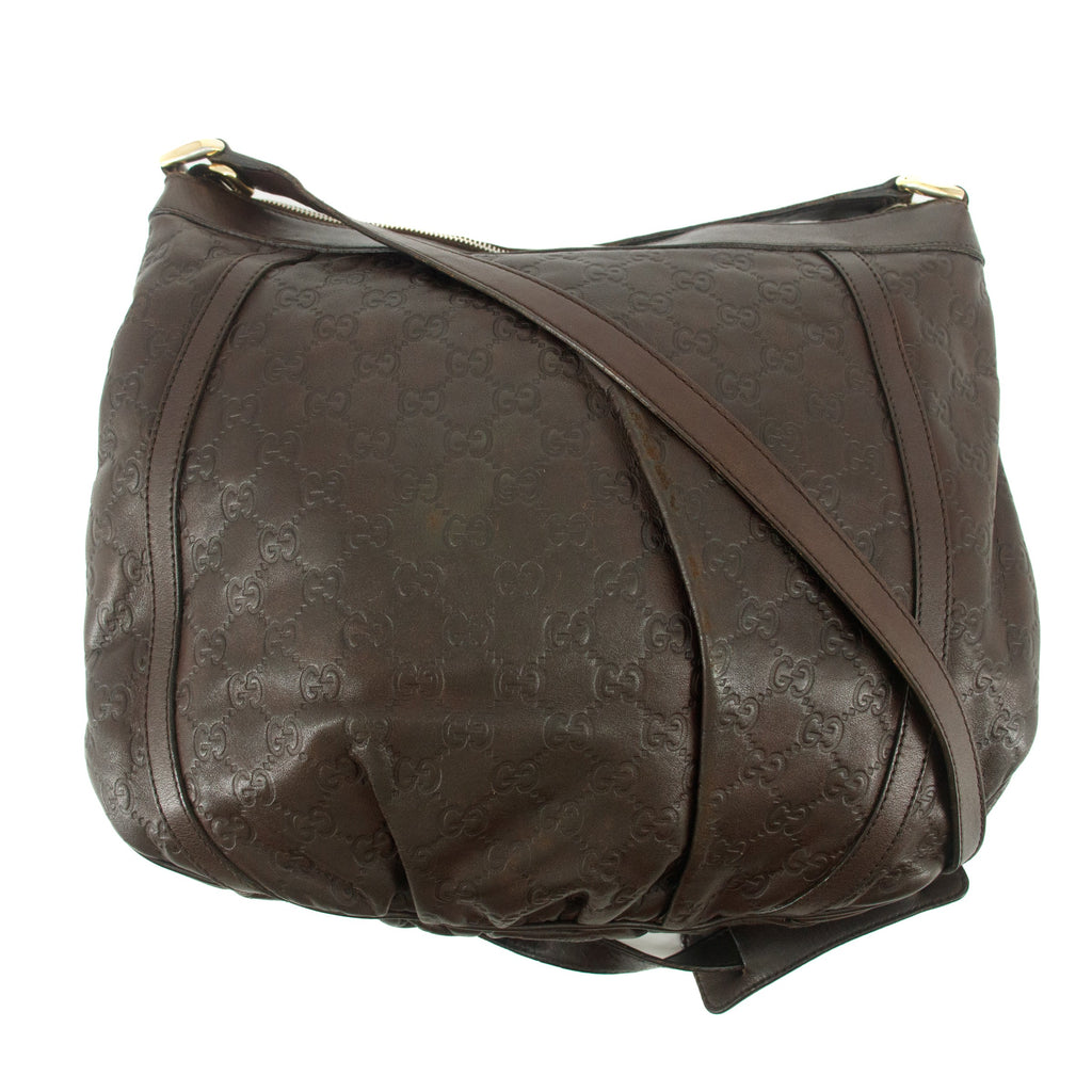 Gucci Brown Abby Guccisima Leather Crossbody Bag #7706 handbag purse