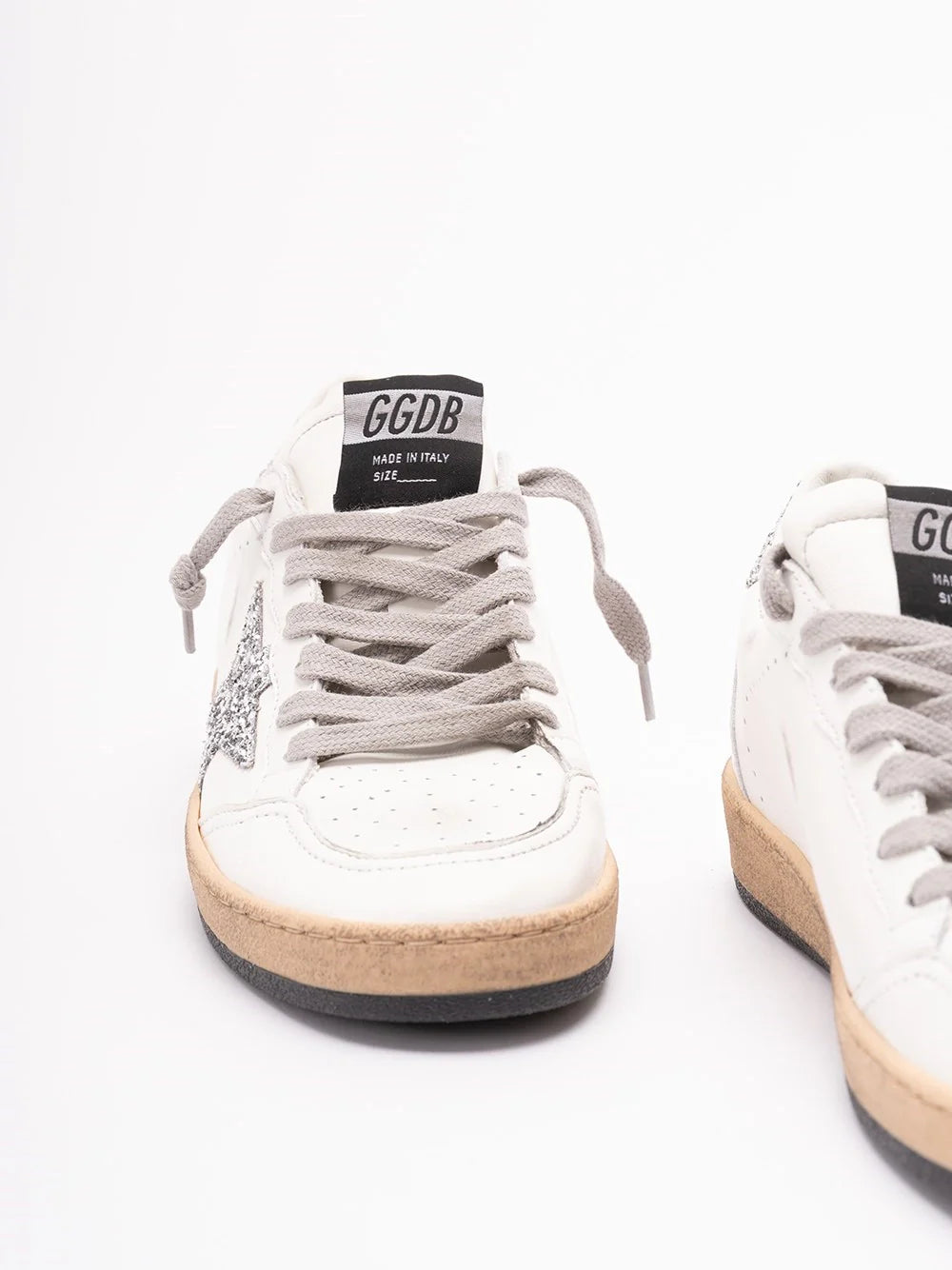 Golden Goose ladies `Ball Star` Sneakers shoes white silver black glitter