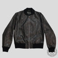Gucci GG logo Leather Bomber Jacket in Black men's coat 52