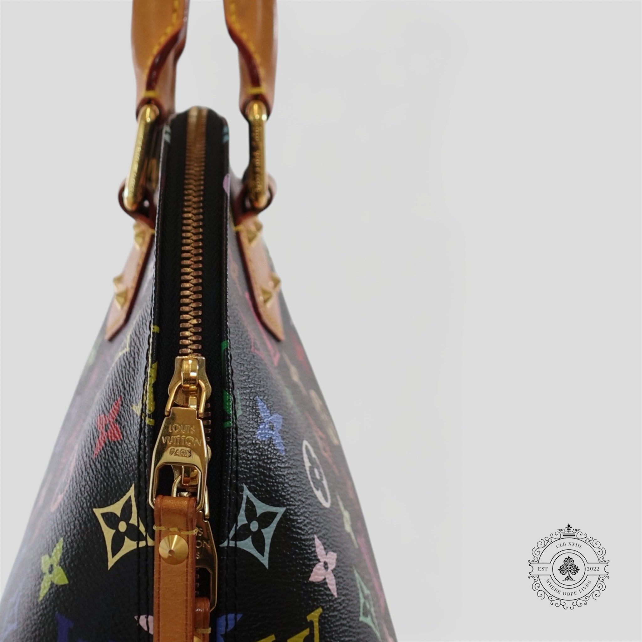 Louis Vuitton x Takashi Murakami Alma PM Monogram Handbag in Black Purse