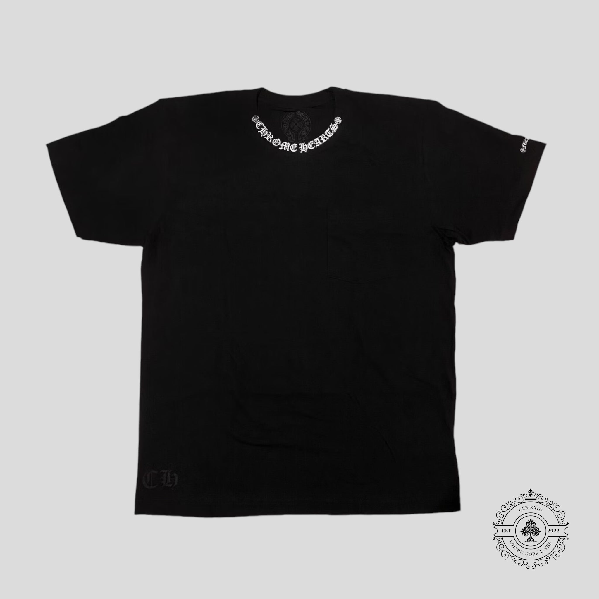 Chrome Hearts Neck Logo Shirt In Black/White tee men's unisex LG