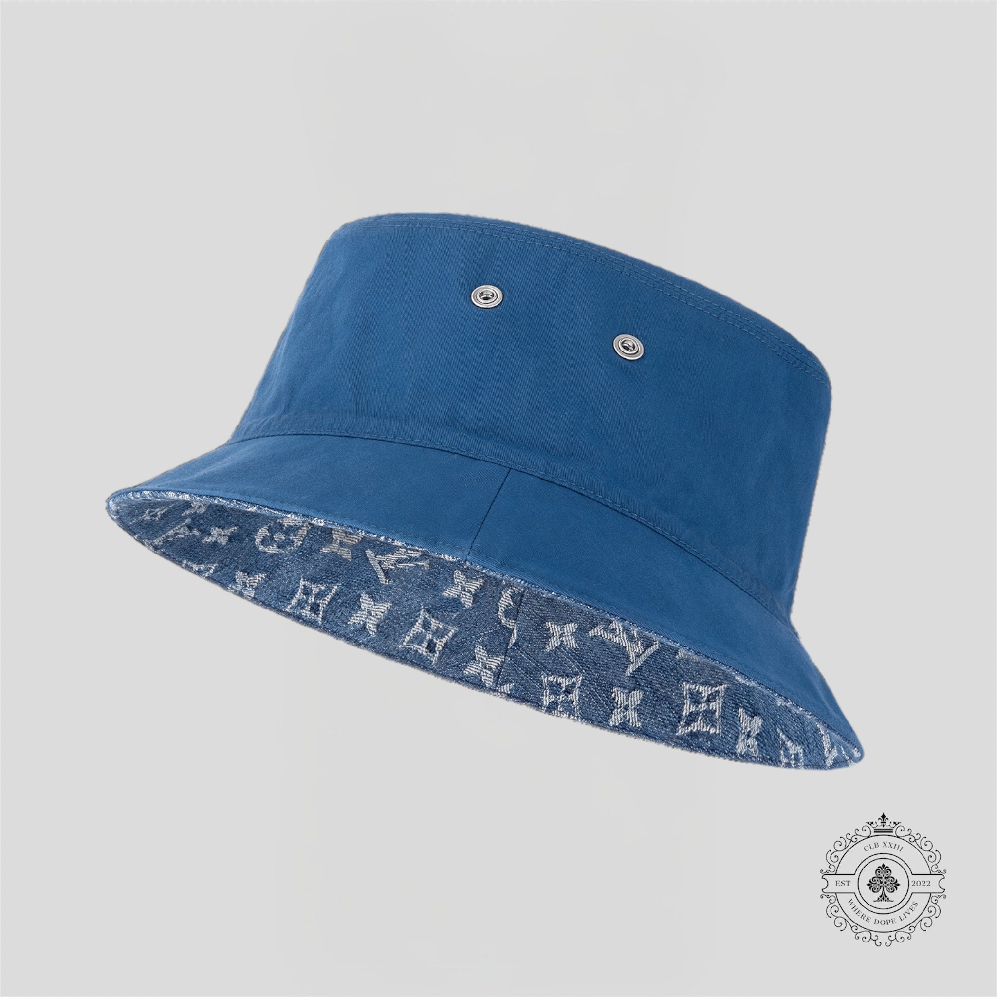 Louis Vuitton Denim Monogram Reversible Bucket Hat blue jean unisex men's
