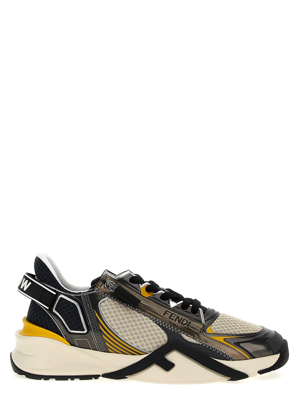 Fendi Men's 'Flow' Sneakers Black Yellow shoes athletic