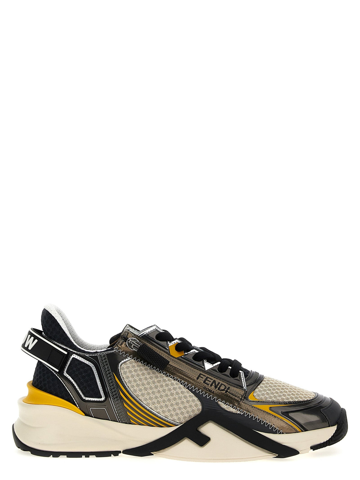 Fendi Men's 'Flow' Sneakers Black Yellow shoes athletic